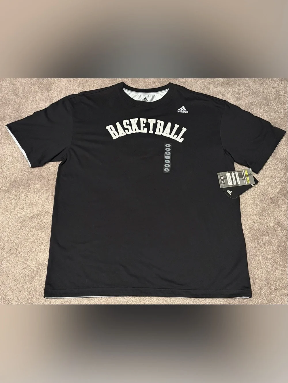 Y2K Adidas Men’s Black T Shirt Basketball Spell Out #3 Size XL NWT